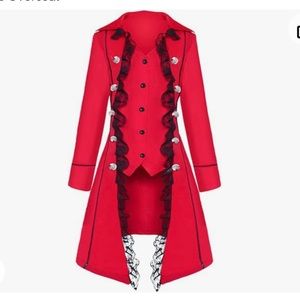 Gothic Steampunk Goth Women's Long Single Breasted Overcoat Size Small